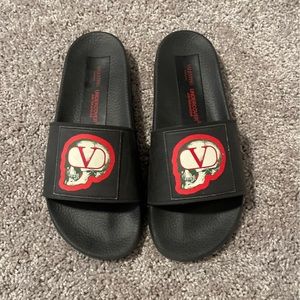 Valentino X Undercover black skull slides